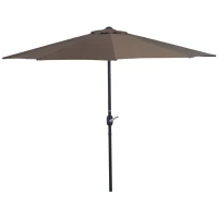 Outsunny 9ft Half Round Umbrella Outdoor Patio Garden Balcony Parasol Window Sun Shade w/ 5 Ribs Coffee(m-2)