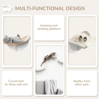 PawHut Wood Wall-Mounted Cat Shelves, Curved Kitten Bed Cat Perch Climber with Fleece Top, 16.25" x 11" x 8.25", White(m-7)