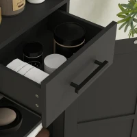HOMCOM 67" Tall Bathroom Cabinet, Narrow Bathroom Storage Cabinet with Drawer, Barn Doors and Adjustable Shelves, Black(m-9)