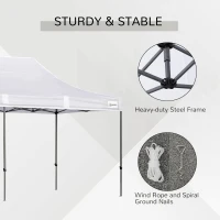 Outsunny 10' x 20' Pop Up Canopy Tent with Sidewalls & Doors, Instant Tents for Parties with Wheeled Carry Bag, Height Adjustable, for Outdoor, Garden, Patio, White(m-8)