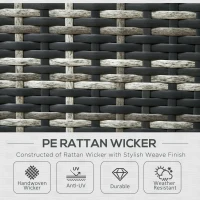 Outsunny 6 Piece Rattan Garden Furniture Set, 8-Seater Outdoor Sofa Sectional with 3 Loveseat Wicker Sofa with Cushions, 2 Footstools and Glass Table for Yard, Poolside, Grey(m-5)