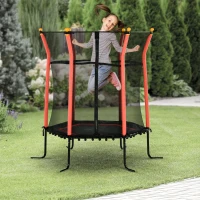 Soozier 63" Kids Trampoline Indoor with Enclosure Net Elastic Thick Padded Pole Gift for Ages 3-10 Years Old Red(m-1)