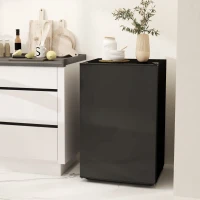 HOMCOM 4.5 Cu Ft Mini Fridge with Freezer, Wheels, Single Door Refrigerator, Adjustable Thermostat, Reversible Door, Black(m-8)