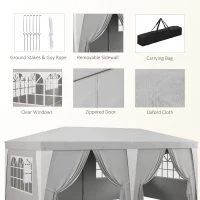 Outsunny 19 x 10' Pop Up Canopy with Removable Sidewalls, Windows, Height Adjustable Ez Up Canopy for Outdoor Events, Party, Gray(m-6)