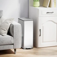 HOMCOM 5.3 Gallon Stainless Steel Kitchen Garbage Can with Soft-close Lid, Foot Pedal, Fingerprint-Proof, Silver(m-1)