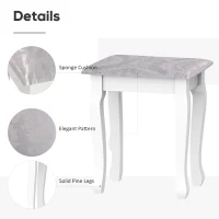 HOMCOM Wooden Vanity Table Set, Makeup Dressing Table with 360° Rotating, 5 Drawers and Padded Stool, White(m-9)