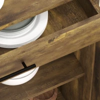 HOMCOM Kitchen Island Cart, Rolling Island Table with Solid Wood Top, Trolley Cart with Drawer, Storage Cabinet & Towel Rack, Rustic Brown(m-9)