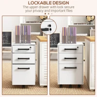 HOMCOM Lockable Vertical File Cabinet with Lock, 3 Drawer Filing Cabinet with Hanging Bars for Letter and A4 Size, White(m-6)