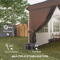 Outsunny 20x10 Pop Up Canopy with 6 Removable Sidewall, Carry Bag and 6 Sand Bags, Height Adjustable Instant Sun Shelter, Grey(m-6)
