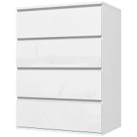 HOMCOM 4 Drawer Cabinet, High Gloss Drawer Chest for Bedroom, Chest of Drawers with Metal Runners and Groove Handles, White(m-11)