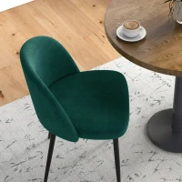 HOMCOM Set of 2 Mid-Back Dining Chair, Mid-Back Velvet-touch Upholstery Kitchen Chair for Living Room Dining Room, Green(m-9)