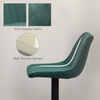 HOMCOM Adjustable Barstools Set of 2, Swivel Bar Stools with Back and Footrest for Kitchen Island Counter, Green(m-7)
