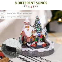 HOMCOM Animated Christmas Village Scene, Pre-Lit Musical Holiday Decoration with LED Lights, Rotating Train, 2 Musicians and 1 Commander(m-6)