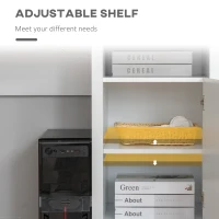 HOMCOM L-Shaped Computer Desk with Open Shelf and Storage Cabinet, Corner Writing Desk with Adjustable Shelf, White(m-6)