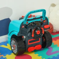 Qaba Mechanic Kids Truck Engine Toy Set, Car Service Play Set, Teal(m-8)