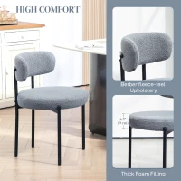 HOMCOM 4 Pieces Kitchen Chairs, Modern Dining Chairs w/ Berber Fleece Upholstery and Steel Legs for Living Room, Grey(m-5)