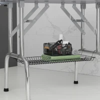 PawHut Foldable Grooming Table for Dogs with Height Adjustable Grooming Arm, Storage Shelf, Blue(m-9)