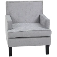 HOMCOM Modern Accent Chair Velvet Armchair, Light Gray(m-11)