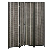 HOMCOM 4 Panel Room Divider, 6 Ft Tall Indoor Portable Folding Privacy Screens, Bamboo Hand-Woven Freestanding Partition Wall Divider for Home Office, Brown(m-11)
