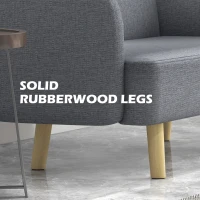 HOMCOM Velvet Feel Fabric 2 Seater Sofa, Small Sofa Loveseat with 8.3" Thick Padding and Wood Legs, Grey(m-5)