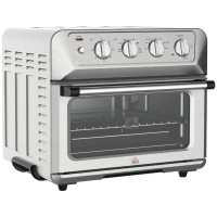 HOMCOM Air Fryer Toaster Oven, 21QT 7-In-1 Convection Oven Countertop, Warm, Broil, Toast, Bake and Air Fry, Accessories Included, 1800W, Stainless Steel Finish(m-1)