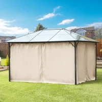 Outsunny 10' x 13' Universal Gazebo Sidewall Set with 4 Panels, Hooks/C-Rings Included for Pergolas & Cabanas, Beige(m-8)