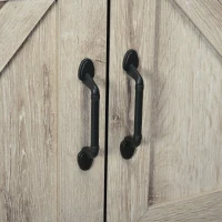 HOMCOM Farmhouse Double Door Coffee Bar Cabinet, Kitchen Cabinet with Bottom Shelf for Entryway, Living Room, Washed-out Gray(m-8)