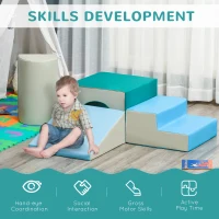 Qaba Climbing Toys for Toddlers and Children, Easy-to-clean 4 Piece Soft & Safe Kids Foam Play Set for Crawling or Sliding, Multicolor(m-5)