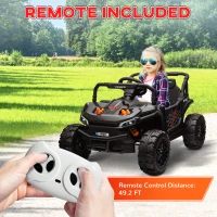 Qaba 12V Ride On Truck, Battery Powered Electric Car for Kids w/ Remote Control, 4-Wheel Suspension & LED Lights, Black(m-7)