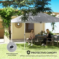 Outsunny 10' x 10' Pop Up Canopy Tent with Sidewall, Height Adjustable Instant Sun Shelter with Storage Pockets, Light Grey(m-7)