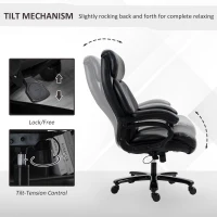 Vinsetto Big and Tall Executive Office Chair 396lbs with Wide Seat, Home High Back PU Leather Chair with Adjustable Height, Swivel Wheels, Black(m-5)