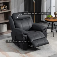 HOMCOM Manual Recliner Chair with Vibration Massage, Side Pockets, Microfibre Reclining Chair for Living Room, Black(m-6)