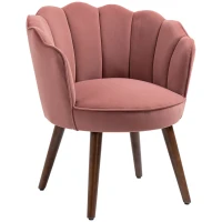HOMCOM Modern Accent Chair Leisure Club Chair with Velvet-Touch Fabric Wood Legs for Living Room, Pink(m-11)