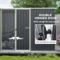 Outsunny 11.2' x 5.6' Storage Shed w/ Lockable Door, Galvanized Metal Utility Outdoor Shed for Backyard, Bike, Patio, Cold Gray(m-6)