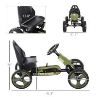 Aosom Pedal Go Kart for Kids with Adjustable Seat for 3-6 Year Old Boys and Girls, Green(m-3)