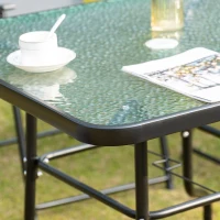 Outsunny 5 Pieces Patio Table and Chairs, Outdoor Dining Set with 4 Folding Chairs, Glass Tabletop and Parasol Hole, Grey(m-9)