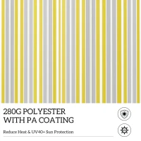 Outsunny 8' x 6.5' Manual Retractable Awning with LED Lights, Aluminum Sun Canopies for Patio Door Window, Yellow and Grey(m-6)