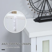 HOMCOM Sideboard, Buffet Cabinet with 4 Tempered Glass Doors, Stripe Pattern and Adjustable Storage Shelf, Credenza, White(m-7)