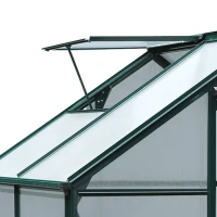 Outsunny 6' x 4' Greenhouse for Outdoors, Polycarbonate Greenhouse with Rain Gutter and Roof Vent, Aluminum Walk-in Green Houses for Outside for Patio Backyard Garden, Dark Green(m-10)