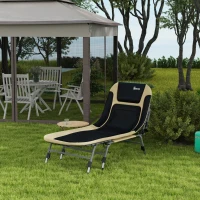 Outsunny Heavy Duty Camping Cot, Folding Bed with Soft Padded Cushion and 180° Adjustable Backrest, 400 lbs. Capacity, Cream(m-2)