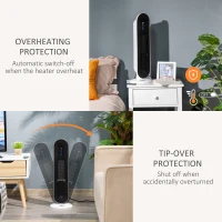 HOMCOM Ceramic Space Heater, Indoor Tower Heater with 45 Degree Oscillation, Remote Control, 24H Timer, Tip-Over & Overheating Protection, 1500W/1000W(m-7)