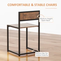 HOMCOM Dining Table Set, Industrial Dining Set for 2, Kitchen Table and Chairs for Small Space, Dining Room Table with Chairs(m-7)