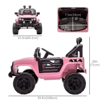 Aosom 12V Electric Truck Off Road Electric Pickup with Remote Control, Adjustable Speed, Ride on Car for Kids, Pink(m-3)