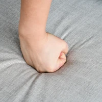 HOMCOM Swoop Air Linen Fabric Dining Chair with Nailhead Trim and Wood Legs, Light Grey(m-9)