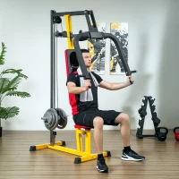Soozier Chest Fly and Chest Press Machine for Back, Pectoral, Rear Deltoid and Shoulder Training, Yellow(m-2)