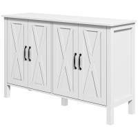 HOMCOM Sideboard Buffet with 4 Barn Doors and 2 Adjustable Shelves, Kitchen Buffet Cabinet for Living Room, Hallway, White