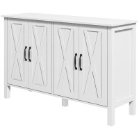 HOMCOM Sideboard Buffet with 4 Barn Doors and 2 Adjustable Shelves, Kitchen Buffet Cabinet for Living Room, Hallway, White(m-1)