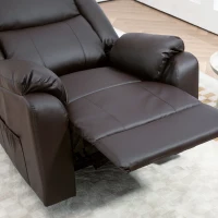 HOMCOM PU Leather Reclining Chair, Recliner Chair for Living Room with Footrest and 2 Side Pockets, Brown(m-8)