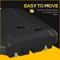 Outsunny Cantilever Offset Umbrella Base Portable Square Parasol Weights with Wheels, Water and Sand Filled, Up to 165 lbs, Black(m-7)