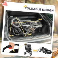 PawHut Luxury One-click Folding Pet Stroller Dog/Cat Travel Carriage with Wheels Adjustable Canopy Zippered Mesh Window Door Grey and Black(m-6)